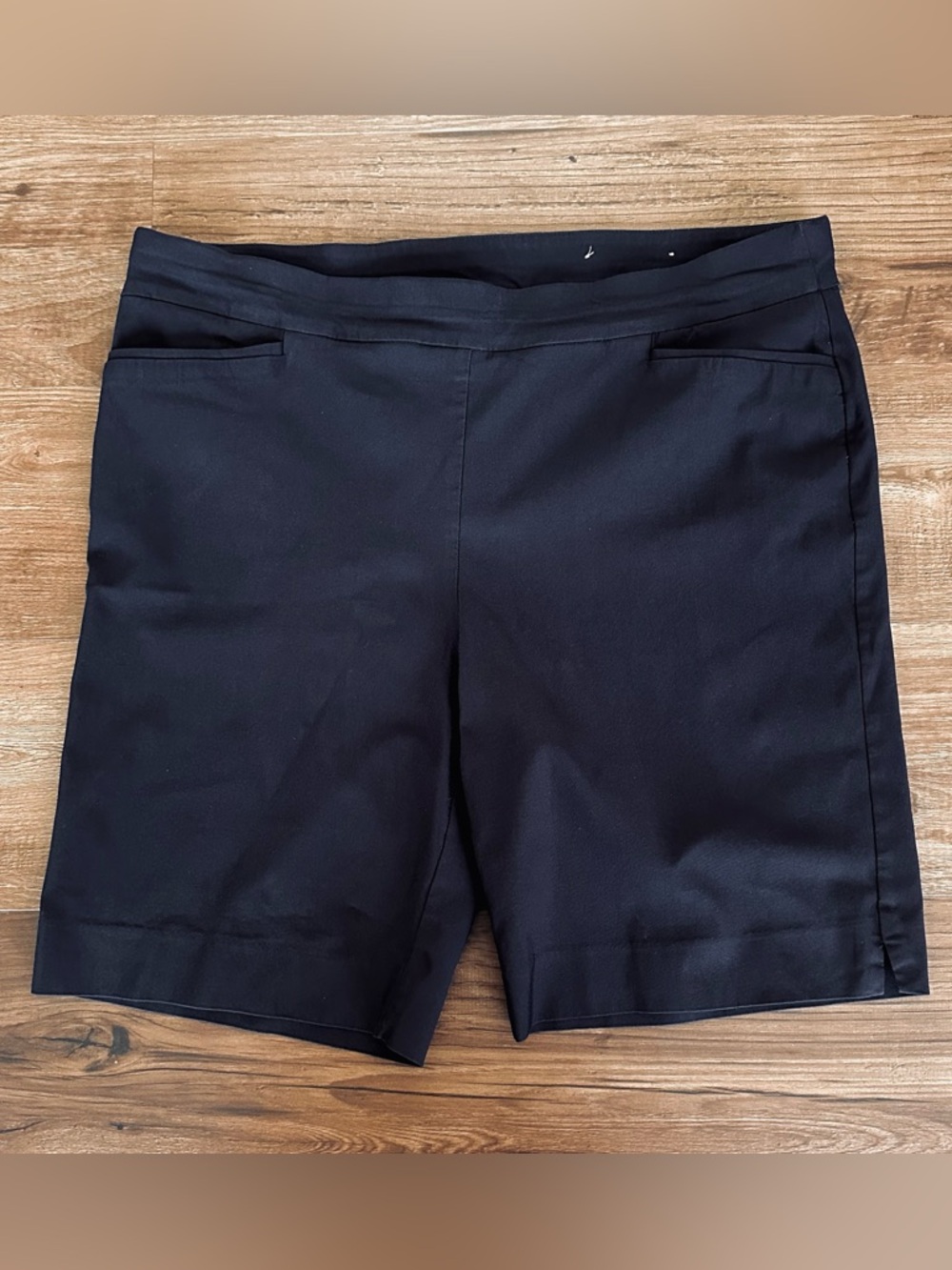 Chico's Navy Slim Pull On Bermuda Shorts